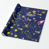 Sterrennacht Dark Blue Sky Cadeaupapier (Uitgerold)