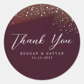Sterrennacht Deep Crimson Bruiloft Dank u Ronde Sticker (Voorkant)