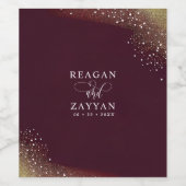 Sterrennacht Deep Crimson Bruiloft Wijn Etiket (Enkel label)