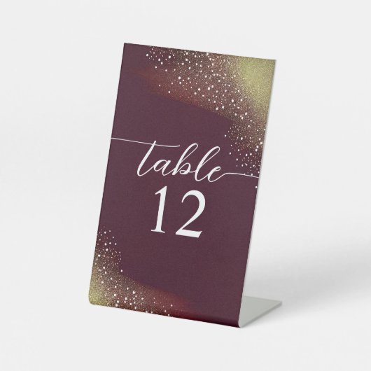 Sterrennacht Deep Crimson Trouwtafel nummer Reclamebord Met Voetstuk (Voorkant)