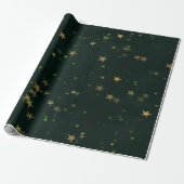 Sterrennacht Deep Green Forest Gold Emerald Cadeaupapier (Uitgerold)