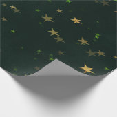 Sterrennacht Deep Green Forest Gold Emerald Cadeaupapier (Hoek)