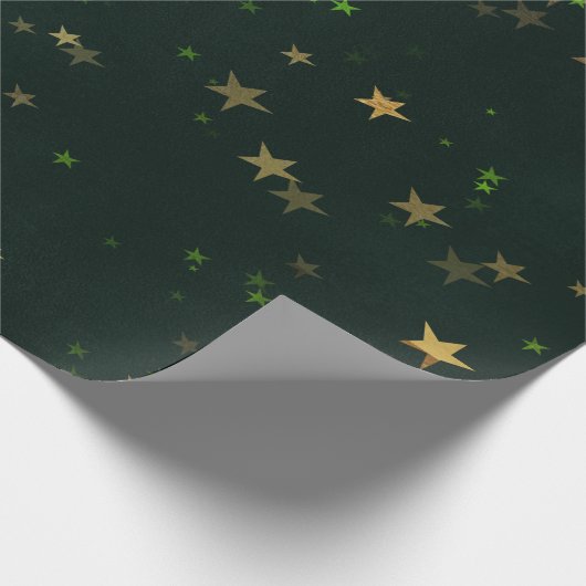Sterrennacht Deep Green Forest Gold Emerald Cadeaupapier (Hoek)
