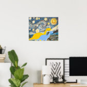 Sterrennacht Dinosaurs Poster afdrukken (Thuiskantoor)