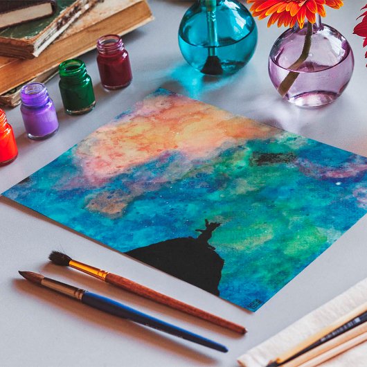 Sterrennacht Dog Stars Waterverf Poster