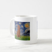 Sterrennacht - donkerrode standaard poedel #1 koffiemok (Voorkant links)