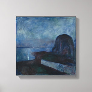 Sterrennacht door Edvard MUNCH, symbolische schild Canvas Afdruk
