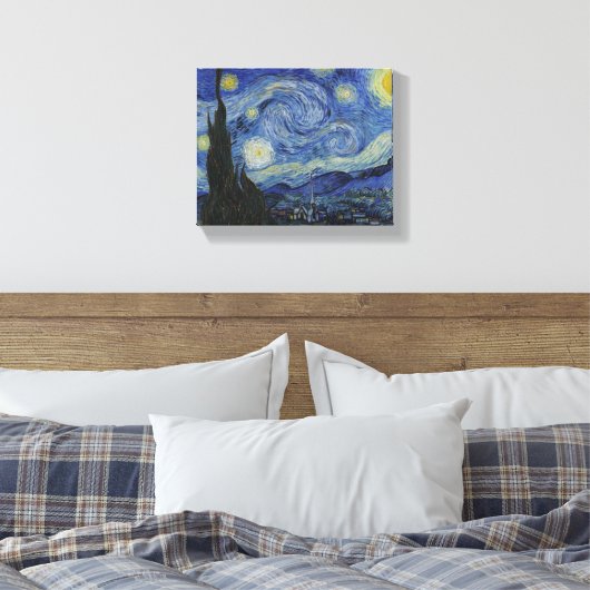 Sterrennacht door Vincent van Gogh Canvas Afdruk (Insitu (Slaapkamer))