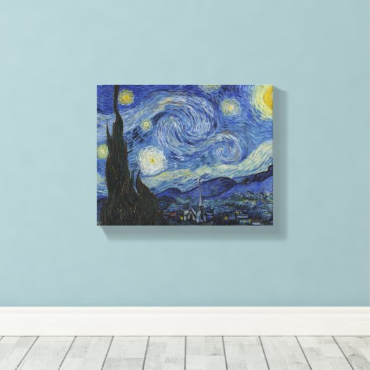 Sterrennacht door Vincent van Gogh Canvas Afdruk (Insitu (Houten vloer))