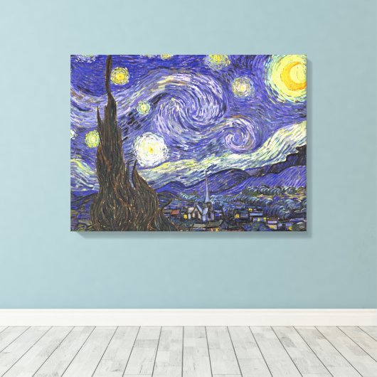Sterrennacht door Vincent van Gogh Canvas Afdruk (Insitu (Houten vloer))