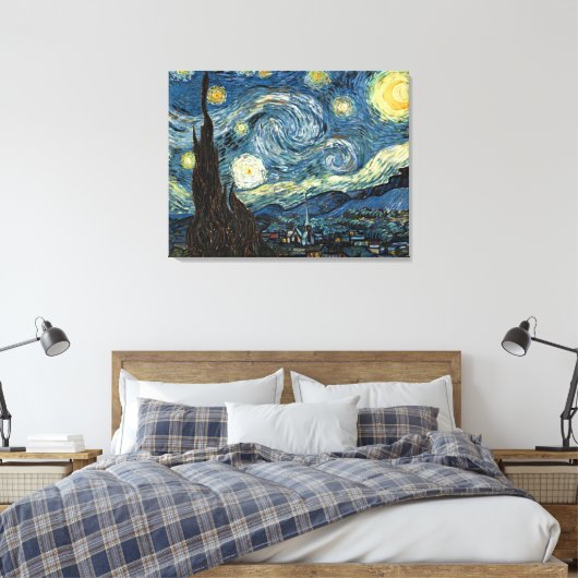 Sterrennacht door Vincent van Gogh Canvas Afdruk (Insitu (Slaapkamer))