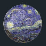 Sterrennacht door Vincent van Gogh Dartbord<br><div class="desc">Sterrennacht van Vincent van Gogh is een kunstschilderij uit het impressionisme, een landschapsschilderij met een uitzicht Saint Remy, Frankrijk, van Gogh's asiel. De nachtelijke hemel zwaait met wolken met een heldere halve maan en schitterende sterren over het vage dorp. Sterrennacht is waarschijnlijk het beroemdste schilderij van Gogh en werd overdag...</div>