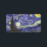 Sterrennacht door Vincent van Gogh Etiket<br><div class="desc">Dit schilderij met de titel Sterrennacht is gemaakt door de bekende kunstenaar Vincent van Gogh. Over Vincent van Gogh Vincent van Gogh zag kleur als het belangrijkste symbool van expressie. Er is een reden waarom zijn kunst verbonden is met de kijkers, omdat van Gogh vastbesloten was om geluk te geven...</div>