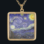 Sterrennacht door Vincent van Gogh Goud Vergulden Ketting<br><div class="desc">Sterrennacht van Vincent van Gogh is een kunstschilderij uit het impressionisme, een landschapsschilderij met een uitzicht Saint Remy, Frankrijk, van Gogh's asiel. De nachtelijke hemel zwaait met wolken met een heldere halve maan en schitterende sterren over het vage dorp. Sterrennacht is waarschijnlijk het beroemdste schilderij van Gogh en werd overdag...</div>