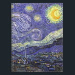 Sterrennacht door Vincent van Gogh Notitieboek<br><div class="desc">Sterrennacht van Vincent van Gogh is een kunstschilderij uit het impressionisme, een landschapsschilderij met een uitzicht Saint Remy, Frankrijk, van Gogh's asiel. De nachtelijke hemel zwaait met wolken met een heldere halve maan en schitterende sterren over het vage dorp. Sterrennacht is waarschijnlijk het beroemdste schilderij van Gogh en werd overdag...</div>