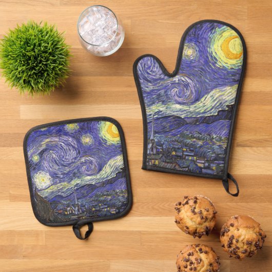 Sterrennacht door Vincent van Gogh Ovenwant & Pannenlap Set (Top down)
