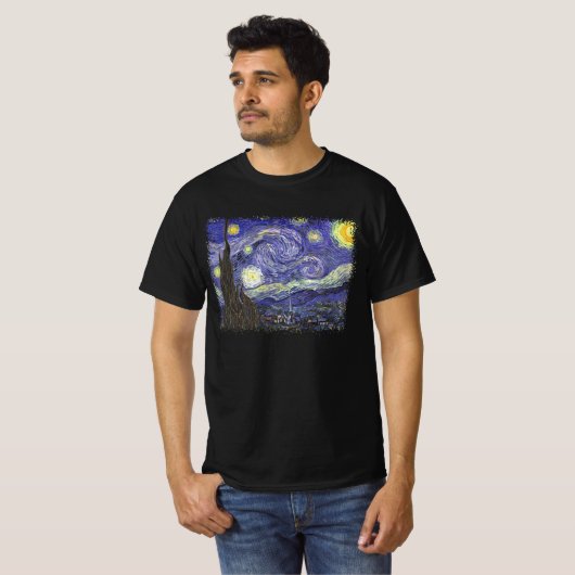 Sterrennacht door Vincent van Gogh T-shirt (Voorkant volledig)