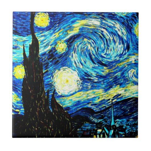 Sterrennacht door Vincent van Gogh Tegeltje (Voorkant)