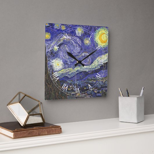 Sterrennacht door Vincent van Gogh Vierkante Klok (Kantoor)