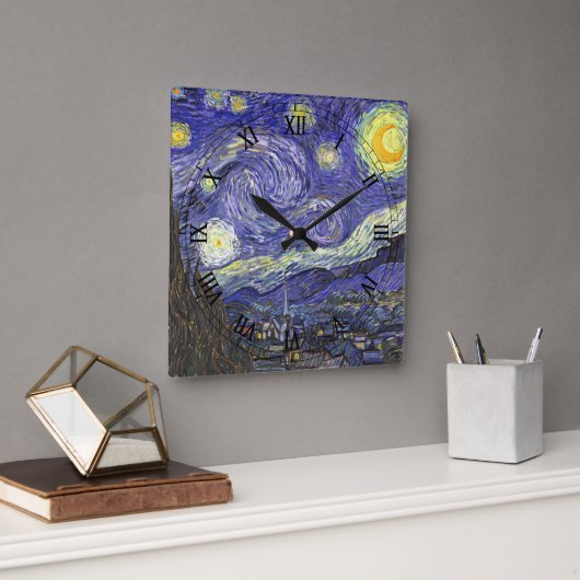 Sterrennacht door Vincent van Gogh Vierkante Klok (Kantoor)