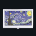 Sterrennacht door Vincent van Gogh Visitekaarthouder<br><div class="desc">Sterrennacht van Vincent van Gogh is een kunstschilderij uit het impressionisme, een landschapsschilderij met een uitzicht Saint Remy, Frankrijk, van Gogh's asiel. De nachtelijke hemel zwaait met wolken met een heldere halve maan en schitterende sterren over het vage dorp. Sterrennacht is waarschijnlijk het beroemdste schilderij van Gogh en werd overdag...</div>