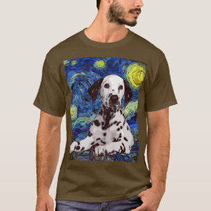 Sterrennacht Dotted Dalmatian Dog Painting Dog Lov T-shirt