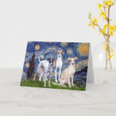 Sterrennacht - Drie Italiaanse windhonden Kaart (Gele Bloem)
