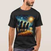 Sterrennacht Drie Mastiff huilt bij Moon Dog T-shirt (Voorkant)