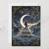 Sterrennacht Dusty Blue Quinceañera Uitnodiging (Voorkant)