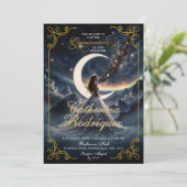 Sterrennacht Dusty Blue Quinceañera Uitnodiging (Staand voorkant)