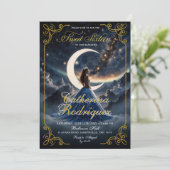 Sterrennacht Dusty Blue Sweet Sixteen Invitation Kaart (Staand voorkant)