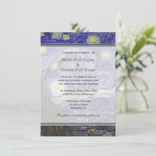 Sterrennacht, een beroemde uitnodiging voor een mo (Staand voorkant)