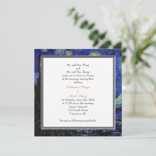 Sterrennacht, een beroemde uitnodiging voor een mo (Staand voorkant)