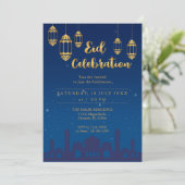 Sterrennacht Eid Mubarak-feestuitnodiging Kaart (Staand voorkant)