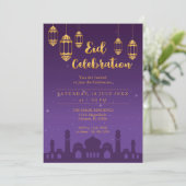 Sterrennacht Eid Mubarak-feestuitnodiging Kaart (Staand voorkant)