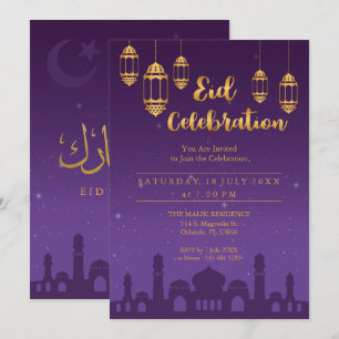 Sterrennacht Eid Mubarak-feestuitnodiging Kaart