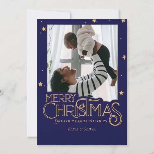 Sterrennacht Elegante Foto Kerstmis Kaart (Voorkant)