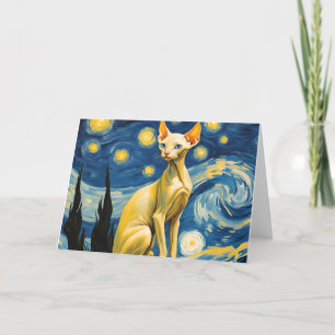 Sterrennacht Elf Sphynx Cat Briefpapier Blank Bedankkaart