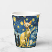 Sterrennacht Elf Sphynx Kat Kunst Feestartikelen Papieren Bekers (Voorkant)