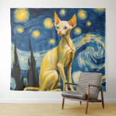 Sterrennacht Elf Sphynx Kattenmuur Art Decor Wandkleed (In Situ (horizontaal))