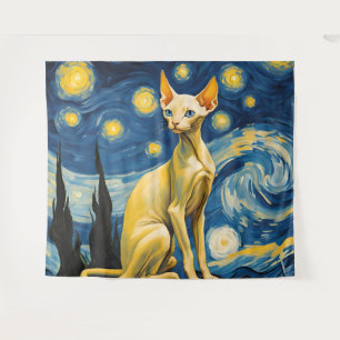 Sterrennacht Elf Sphynx Kattenmuur Art Decor Wandkleed