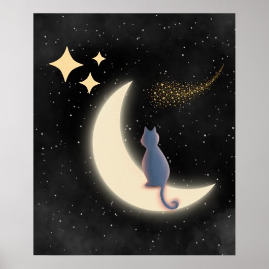 Sterrennacht en Crescent Moon Poster (Voorkant)