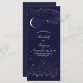 Sterrennacht en Gouden Maan Navy Trouwprogramma's Programmakaart (Voorkant / Achterkant)