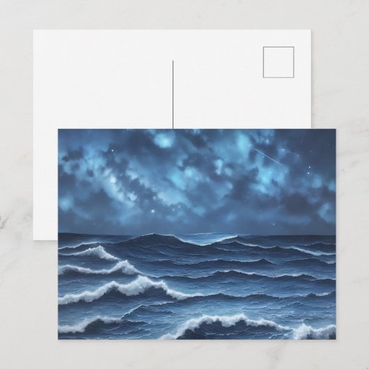 Sterrennacht en oceaangolven briefkaart (Voorkant / Achterkant)