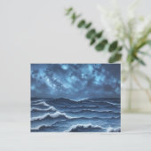 Sterrennacht en oceaangolven briefkaart (Staand voorkant)