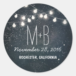 Sterrennacht en String Lights Bruiloft Ronde Sticker