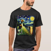 Sterrennacht Engels Foxhound Dog Van Gogh Lover T-shirt (Voorkant)
