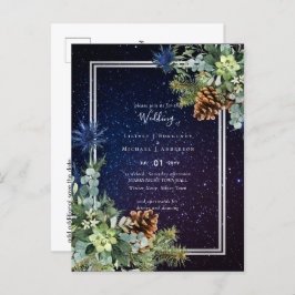 Sterrennacht Eucalyptus Blue Thistle WinterWedding Briefkaart