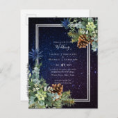 Sterrennacht Eucalyptus Blue Thistle WinterWedding Briefkaart (Voorkant / Achterkant)