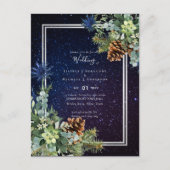 Sterrennacht Eucalyptus Blue Thistle WinterWedding Briefkaart (Voorkant)
